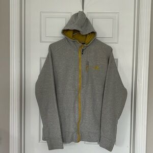 The North Face men’s gray&gold zip front hoodie